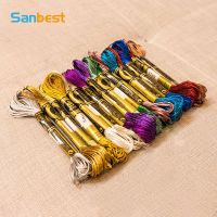 ◑ Sanbest Metallic Cross Stitch Thread Shiny Effect Embroidery Threads DIY Decor Hand Knitting Crafts Floss Sewing TH00042