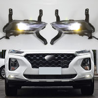 ไฟ LED DRL 13อุปกรณ์เสริมรถยนต์สำหรับ Hyundai Santa Fe 2019ไฟวิ่งกลางวันโคมไฟหมอกตัดหมอก87Tixgportz