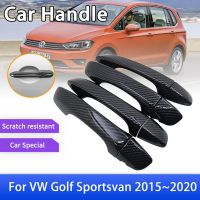 ขอบฝาครอบที่จับประตูคาร์บอนไฟเบอร์สำหรับ Volkswagen VW Golf Sportsvan SV 2015 2016 2017 2018 2019 2020สติกเกอร์ตกแต่งรถยนต์