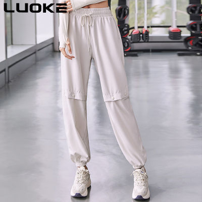 Luoke กางเกงชุดโยคะผู้หญิงเอวสูงยืด Celana Training ยืดกางเกงโยคะระบายอากาศได้,กางเกงฟิตเนสวิ่ง