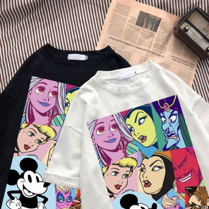 disney-dark-princess-tattoo-girl-selfie-t-เสื้อผู้หญิงเสื้อ-wonderland-disney-princess-graphic-tees-ผู้หญิงการ์ตูนเสื้อยืด-goth