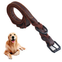 Genuine Leather large Dog Collar Braided big dog Collars pet Neck Strap Real Leather Collar For Medium big Dogs