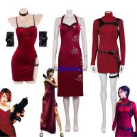 Female Resident 4 Ada Wong Cosplay Costume Evil Dress Outfits Fantasia Halloween Carnival Disguise  Adult Women Girls Shoes Wig