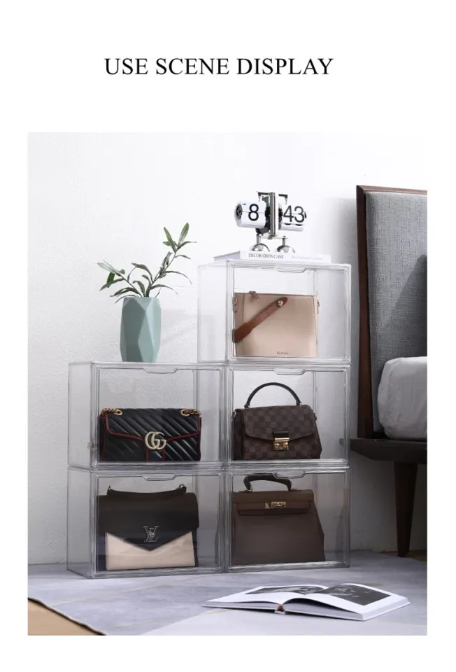 Luxury Handbag Display Box Dustproof Desktop Book Organizer Clear
