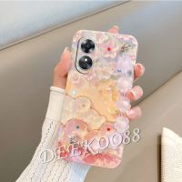 เคสโทรศัพท์สำหรับโทรศัพท์ OPPO A18 A38 A58 A78 4G เคส OPPOA58 OPPOA38 OPPOA18แวววาวแวววาวพร้อมด้วยสร้อยข้อมือลูกปัดเชือกอ่อนฝาครอบด้านหลังเป็นรูปดอกไม้