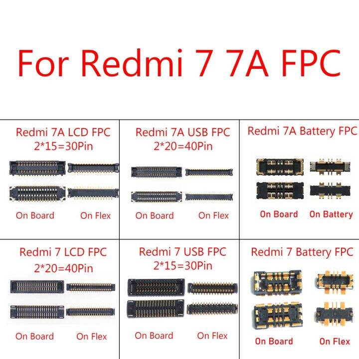 2ชิ้น30-40ขาหน้าจอแอลซีดี-fpc-บนเมนบอร์ดสำหรับ-xiaomi-redmi-7-7a-redmi7-redmi7a-usb-บอร์ดขั้วต่อแบตเตอรี่แบบเฟล็กซ์