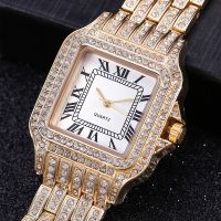 【July】 Gypsophila steel belt Roman numeral watch foreign trade cross-border suit womens full diamond quartz