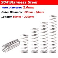 Wire Dia 2.0mm 304 Stainless Steel Compression Spring Reture Spring Y-type Coil Pressure Springs OD 12mm-30mm Length 10 200mm