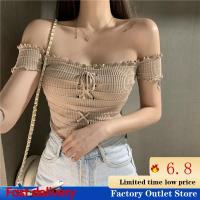 COD DSFDEFERWWWW ? Fast shipping?【5 Color Avail!!】Women Fashion Off-Shoulder Top Ladies Casual Short Sleeve Knitted Blouse