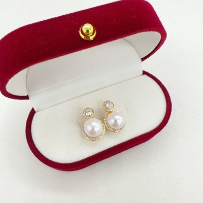 New Arrival Fashion Zircon Diamond Pearl Earrings For Women Real Freshwater Pearl 14K Gold Filled Stud Earring Jewelry GiftTH
