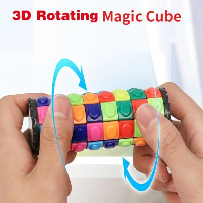 ♈◐ Creative 3D Rotating Sliding magic Cube Color Tower Decompression Puzzle magic Cube Child Puzzle Toy Parent-child Prop Gift
