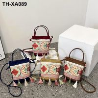 ™ 2023 national bag new female embroidery hanfu tassel womens shoulder aslant package phone backpack