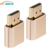 2 Pcs VGA Virtual Display Adapter HDMI-compatible 1.4 DDC EDID Dummy Plug Headless Ghost Display Emulator Video card Lock plate Adapters Cables