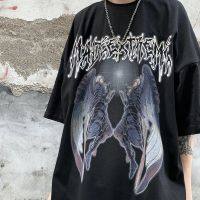 COD  ✧เสื้อยืดแขนสั้นราคาถูกและสบายที่สุด เสื้อยืดแขนสั้น Devil Angel Gothic Retro พิมพ์สำหรับชายและหญิง✫