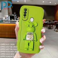 เคสโทรศัพท์ที่ตั้งรูปหมีน่ารักสำหรับ OPPO A31 A32 2020 A36 A52 A53 2020 A57 4G 2022 A57 5G 2022 A74 4G A76 4G A92แฟชั่นหยัก TPU นุ่มกล่องกันกระแทกฝาหลังพื้น