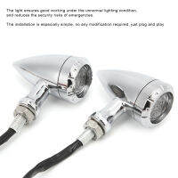 2pcs รถจักรยานยนต์ LED ไฟเลี้ยว LED Retro สีเหลืองไฟแดง Chrome Plated Shell Universal