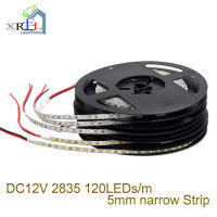 แถบไฟ LED DC12V กว้าง5มม. 2835,แถบไฟยืดหยุ่นสูง5เมตรสีขาวอบอุ่นสีฟ้าสีเขียวสีแดง IP20ไม่กันน้ำ