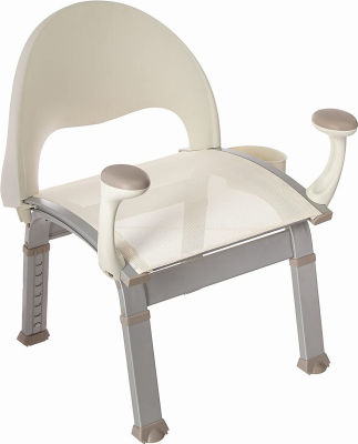 Moen DN7100 Home Care Premium Adjustable Bath Safety Shower Chair with Back and Arm Rests, Glacier