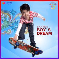 Ván trượt trẻ em Skateboard cao cấp làm từ gỗ ép 8 lớp, bánh xe PU chất lượng cao, in hình đang yêu giành cho bé thumbnail