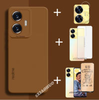 Realme ซิลิโคนเหลวของแท้ C55เคสโทรศัพท์ C33 Realme C55เคสโทรศัพท์ฝาครอบโทรศัพท์กันกระแทก + ที่ฟิล์มป้องกันหน้าจอเซรามิก + ฟิล์มเลนส์ + ฟิล์มหลัง