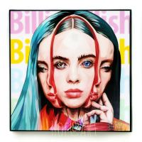 Billie Eilish #1 บิลลี่ ไอลิช นักร้อง Billboard รูปภาพ​ติดผนัง pop art พร้อมกรอบและที่แขวน กรอบรูป แต่งบ้าน ของขวัญ โปสเตอร์ รูปภาพ