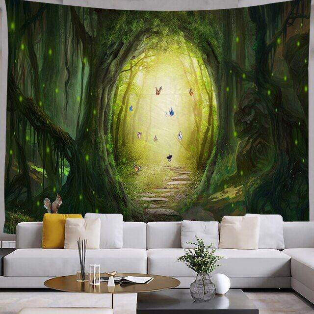 wall-hanging-boho-decor-witchcraft-tapestry-forest-river-tapestry-mandala-tapestry