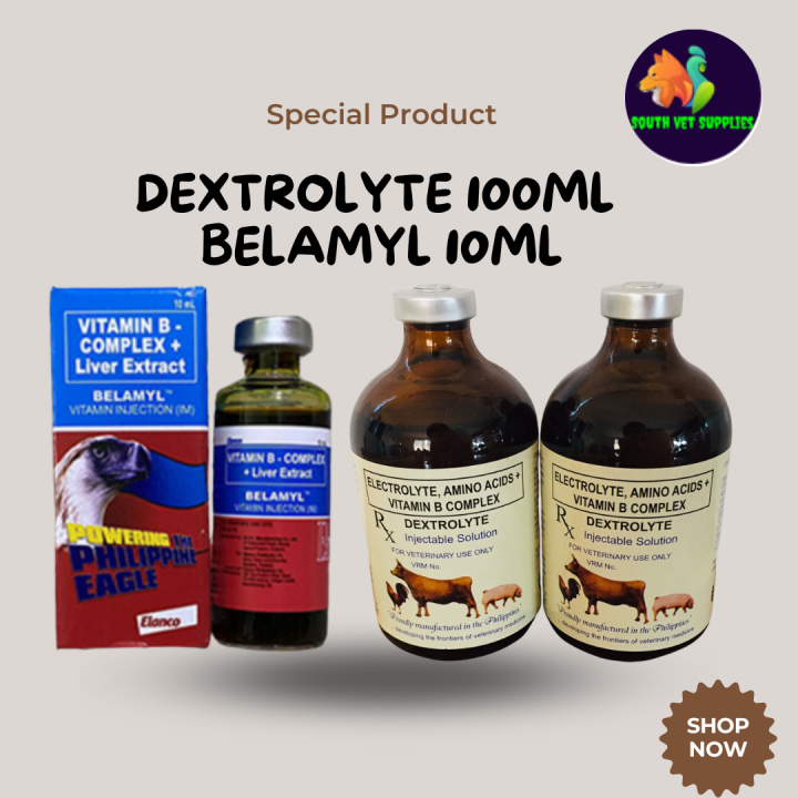 Vetklix Pcs Dextrolyte And Pc Belamyl Ml Electrolytes Amino Acids Plusvitamin B Complex