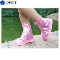 IOPOIT 1คู่ Sepatu PVC ฝาครอบสีชมพูสีทึบรองเท้าหุ้มรองเท้ากันนํ้าป้องกันฝน