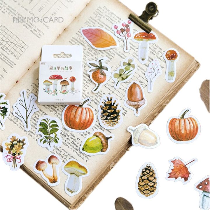 46pcs-box-cute-the-story-in-the-forest-paper-label-stickers-decoration-diy-scrapbook-notebook-album-seal-sticker-stationery-stickers-labels