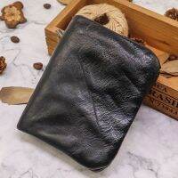 Soft head layer cowhide wallet pure manual fold to restore ancient ways zipper men high-grade portable multi-functional wallet card package new J.LINDEBERG DESCENTE PEARLY GATES ANEW FootJoyˉ MALBON Uniqlo