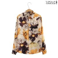 COD dhdfxcz ZANZEA Women Vintage Flowers Printed Long Sleeve Turn-Down-Collar Button Blouse