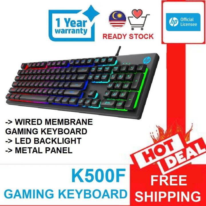 READY STOCK ) HP K500F Wired Membrane Led Backlit Gaming Keyboard Lazada