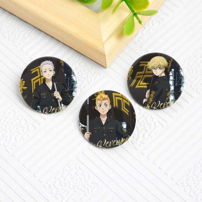 Anime Tokyo Revengers Mikey Draken Baji Figure Badge Round Brooch Pin Gifts Kids Collection Toy
