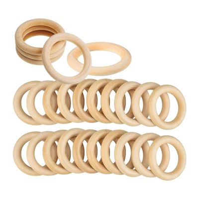 50 Pcs Natural Wood Rings 70mm Unfinished Macrame Wooden Ring Wood Circles for DIY Craft Ring Pendant Jewelry Making