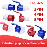 MALE FEMALE IP44 Industrial Plug and Socket Waterproof Connector 3PIN 4PIN 5PIN 16A/32A  Electrical Connection Wall Mount Socket