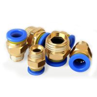 Pneumatic Quick Connector Male Thread BSPT M5 1/8 1/4 3/8 1/2 PU Hose Air Pipe 4 6 8 10 12 14 16mm PC8-02 Brass Straight Hand Tool Parts Accessories