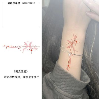 Latin time lapse color tattoo stickers waterproof female long-lasting niche high-end stickers simulation tattoo tide