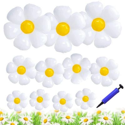 3Pcs White Daisy Flower Foil Balloon Plumeria Helium Ball Wedding Kids Birthday Party Decor Baby Shower INS Photo Props Balloons