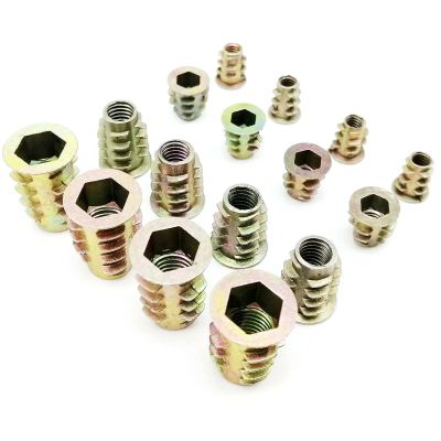 10pcs M4 M5 M6 M8 M10 Thread Allen Hexagon Hex Socket Head Wood Furniture Cabinet Bed Embedded Insert Nut E-Nut Length 8-25mm