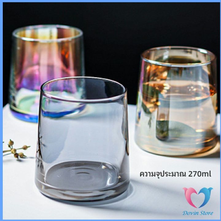 dovin-ถ้วยแก้ว-สั้นสีโฮโลแกรม-แก้วสีรุ้ง-พร้อมส่ง-ของขวัญวันเกิด-glass-cup