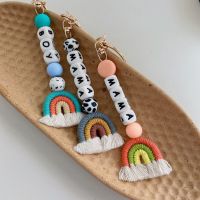 Macrame Hobo Mini Rainbow Personalized Keychain Custom keychain Beaded keychain Diaper Bag Keychain Backpack Bag Keychain