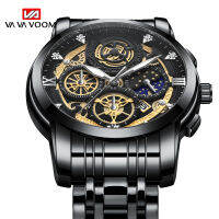 นาฬิกาผู้ชาย Sun Moon Star นาฬิกาผู้ชายนาฬิกากลวงปฏิทินนาฬิกาผู้ชาย Tourbillon Luminous Quartz นาฬิกากันน้ำหนึ่งชิ้น hot