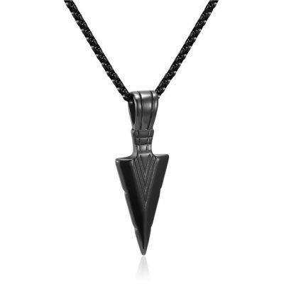 JDY6H Vintage Men Triangular Arrow Pendant Necklace for Men Gold Plated Necklaces Hip Hop Paty Mens Jewellery Gift Collar Hombre