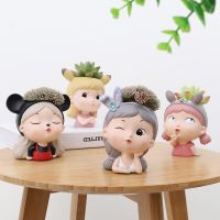 【CC】 Flowerpot Resin Cartoon Pot for Succulents Bonsai Desktop Decoration RR2242