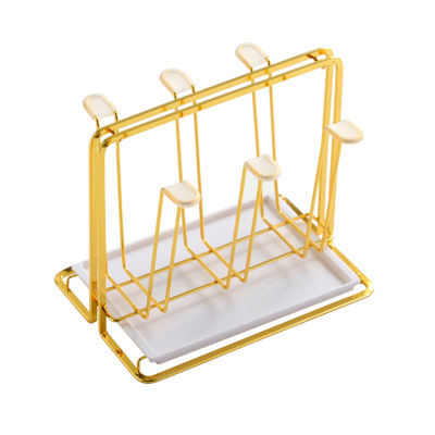 Creative Wrought Iron Cup Holder Household with Tray Drain Cup Holder Glass Drying Cup Holder Water Cup Storage Rack