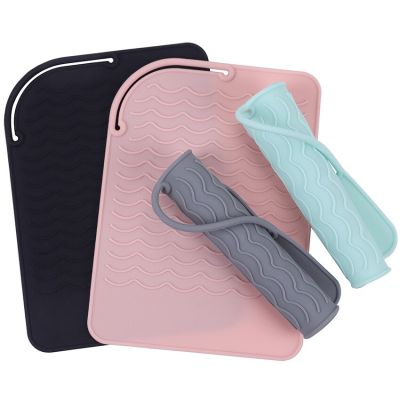 ‘；【。- Silicone Heat Resistant Mat Pouch For Curling Hair Professional Styling Tool Anti-Heat Mats For Hair Straightener Curling