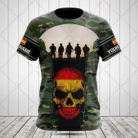 Customized Spain Camo Skull Graphic Tees Summer Casual Pullover Mens Fashion Loose T-shirts Boy Oversized Short Sleeves Tops