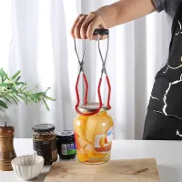 Canning Jar Lifter with Grip Handle Stainless Steel Can Lifter Tongs Jar Clip Heat Resistance Anti clip Bottle Jar Glass Lifter