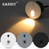 SANDIY Led Stair Light Motion Sensor Wall Lamp Recessed Round Night Lights with 60mm for Step Balcony Kitchen Bedroom Closet