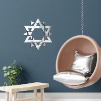 ◘ JM3155 foreign trade amazon six-pointed star mirror acrylic adhesive stick adornment bedroom room sitting room background wall